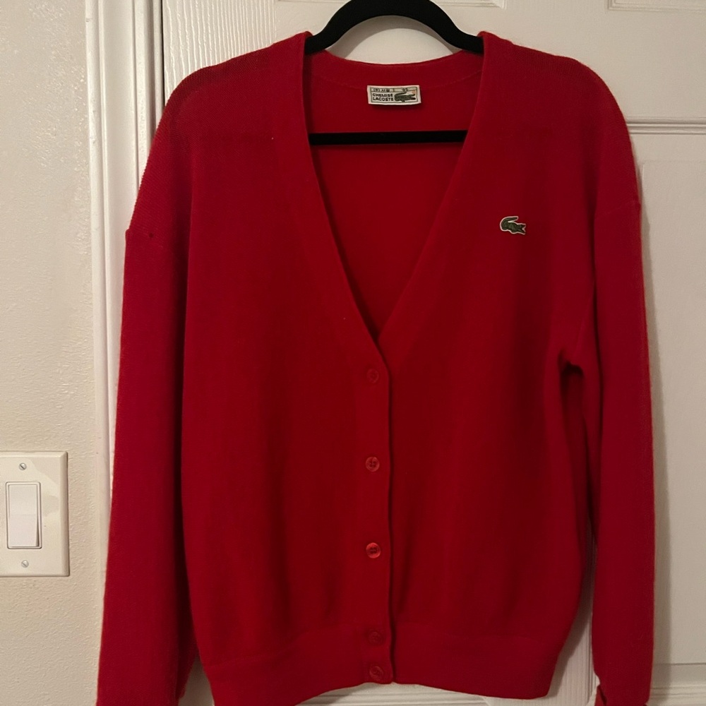 Lacoste Women's Red Cardigan Sweater